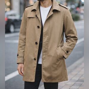 Bensalina Tan Trench Coat Removable Liner Mac Coat Minimalist Classic Mens L